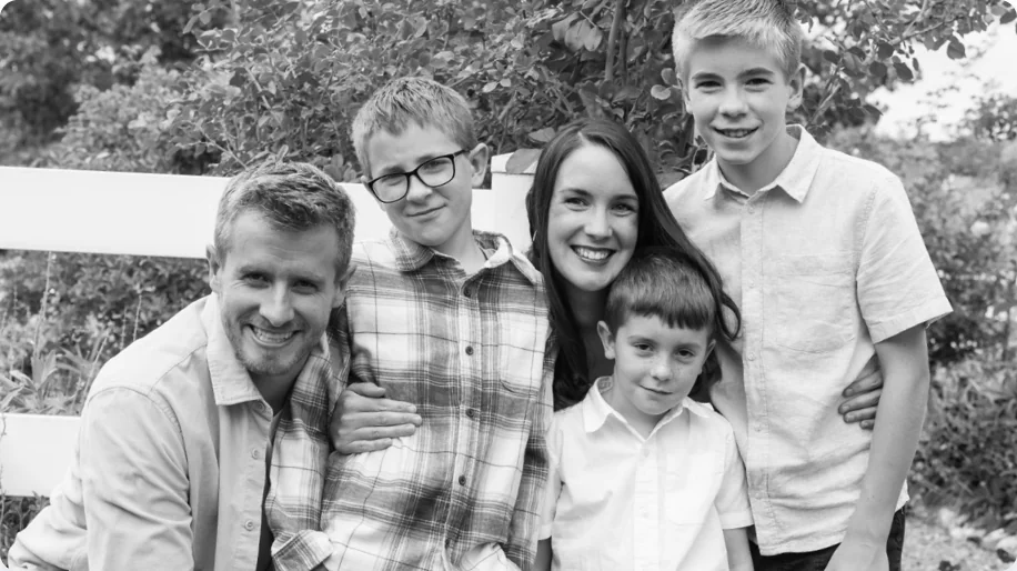 Nathan Barry with his wife and three sons